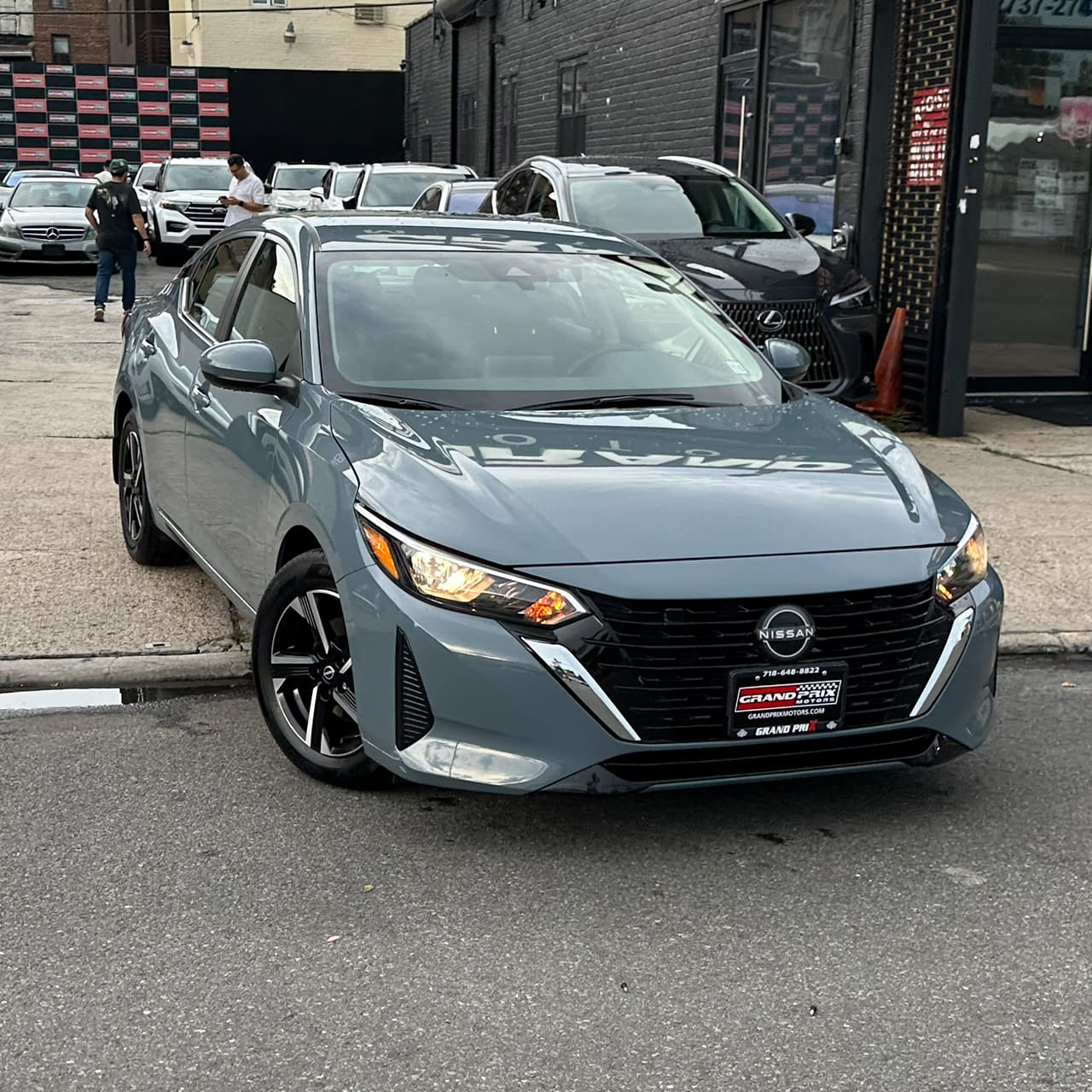 Gray 2026 Nissan Sentra at the Grand Prix Motors Brooklyn lot
